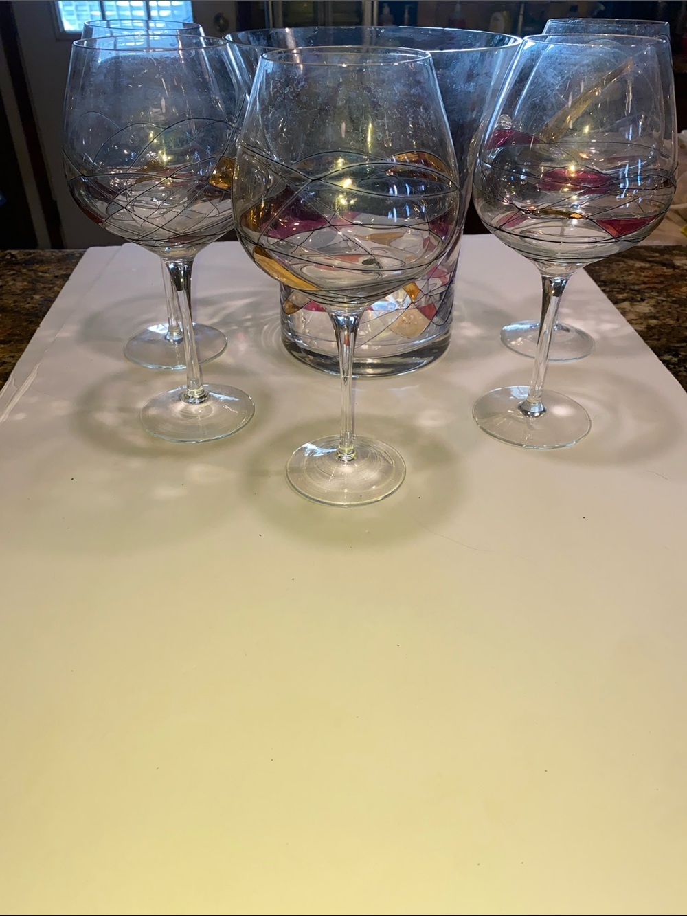 Decorative Hand-Painted Wine Glasses in Multicolor - Set of 4 bohemian